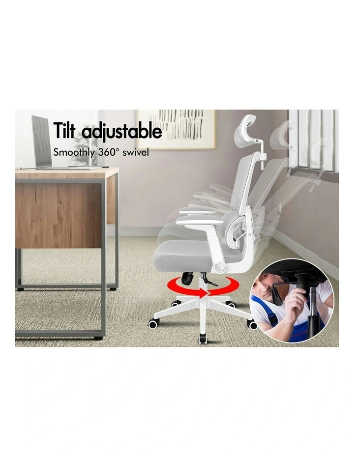 Ergonomic Computer Mesh Office Chair in White Light Grey image 7