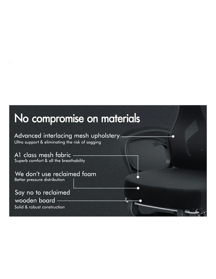 Recline Mesh Office Chair with Footrest All in Black image 5