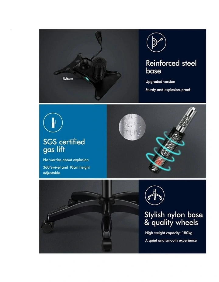 Recline Mesh Office Chair with Footrest All in Black image 6