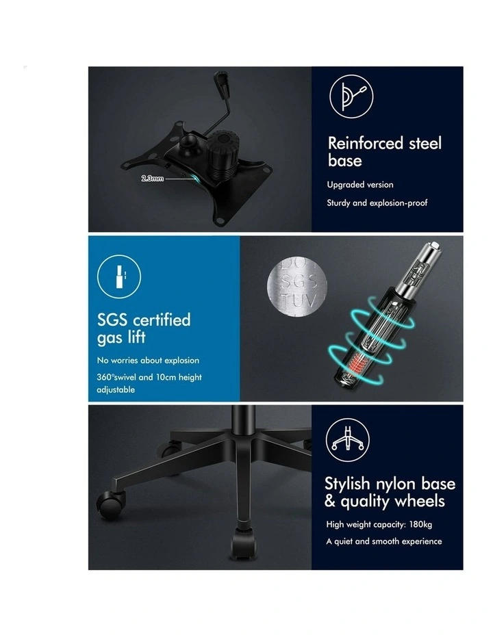 Headrest Adjustable Mesh Office Chair with Flip-up Arms All in Black image 6