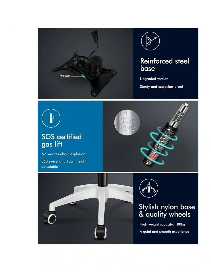 Headrest Adjustable Mesh Office Chair with Flip-up Arms in White Black image 6