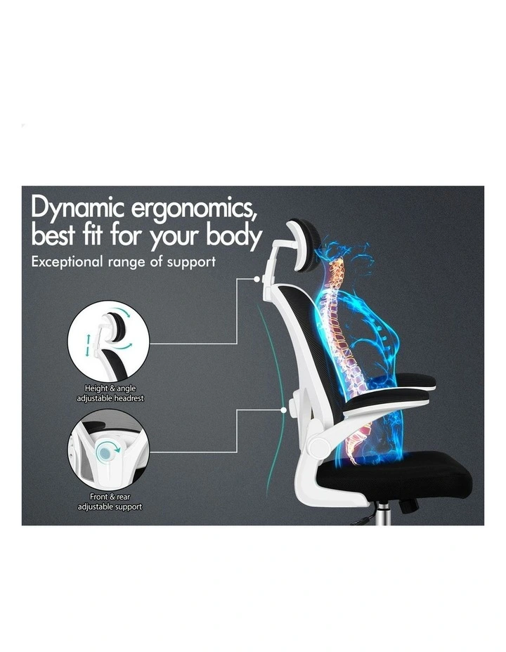 Mesh Office Chair Executive Computer Gaming Fabric Seat in Black White image 3