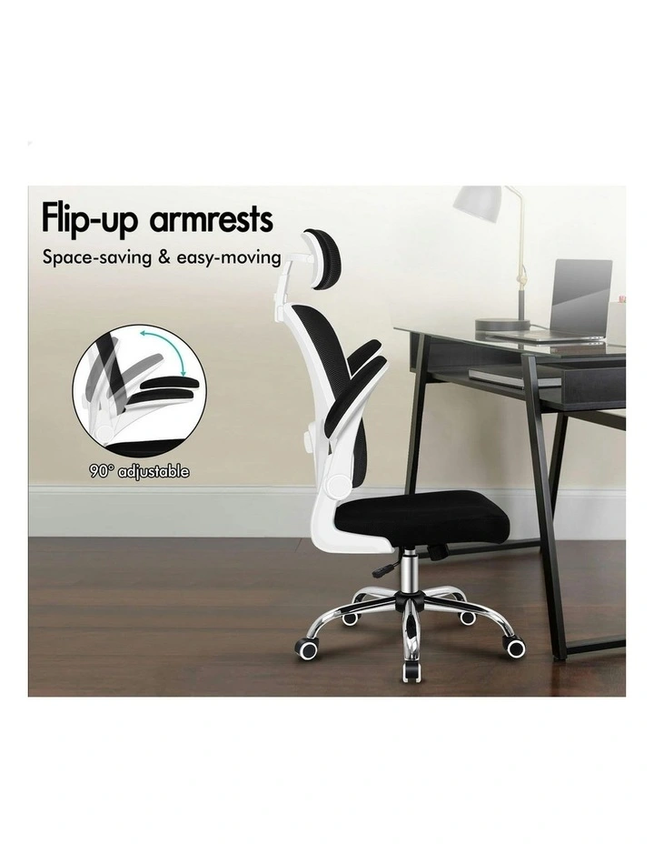 Mesh Office Chair Executive Computer Gaming Fabric Seat in Black White image 5