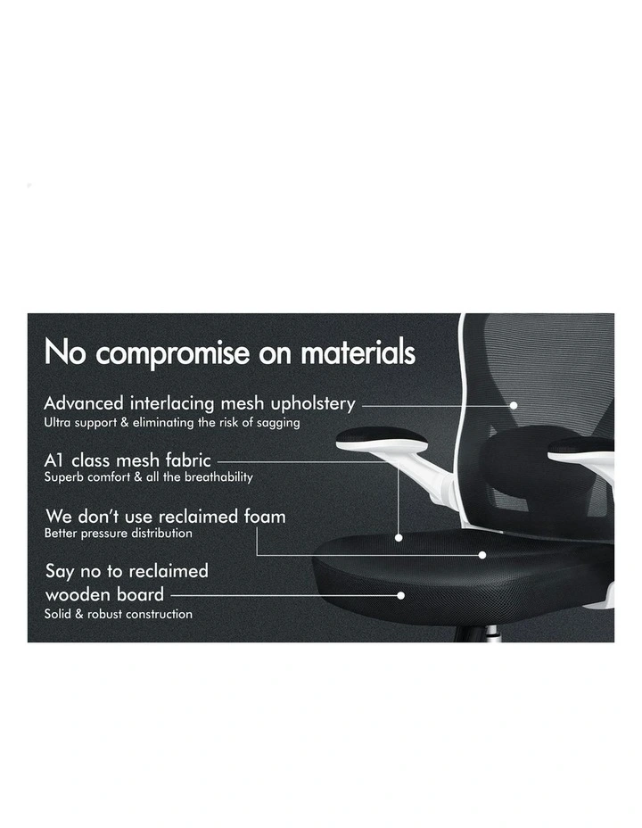 Mesh Office Chair Executive Computer Gaming Fabric Seat in Black White image 6