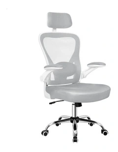 Mesh Office Chair Executive Fabric in White Grey