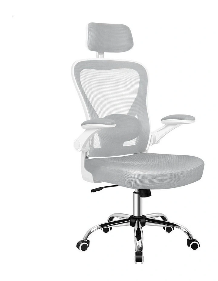 Mesh Office Chair Executive Fabric in White Grey image 1
