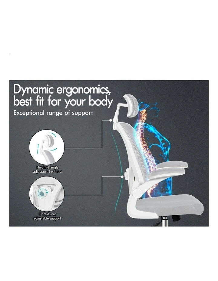 Mesh Office Chair Executive Fabric in White Grey image 3