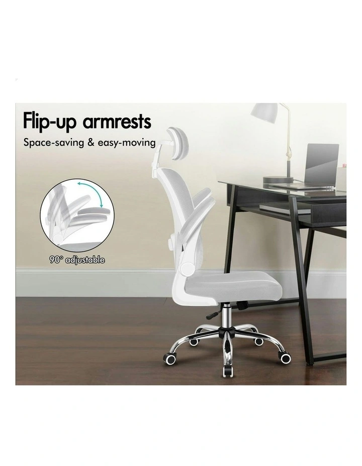 Mesh Office Chair Executive Fabric in White Grey image 5