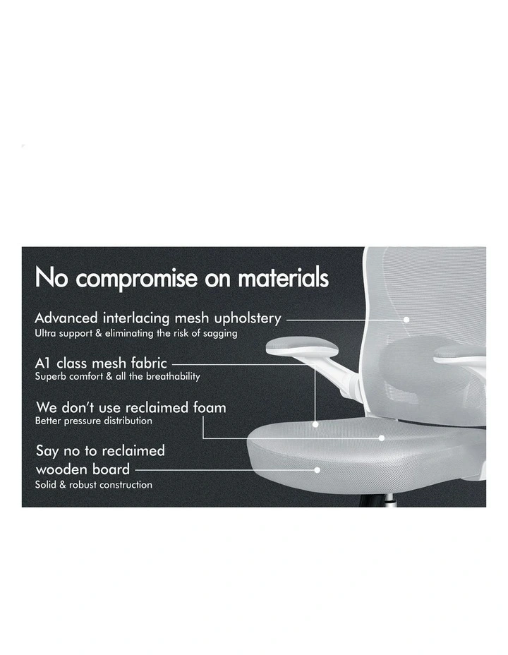 Mesh Office Chair Executive Fabric in White Grey image 6