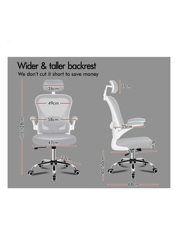 Mesh Office Chair Executive Fabric in White Grey image 7