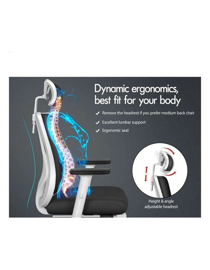 Ergonomic Executive Mesh Office Chair in Black White image 2