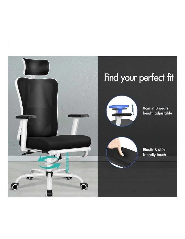 Ergonomic Executive Mesh Office Chair in Black White image 4