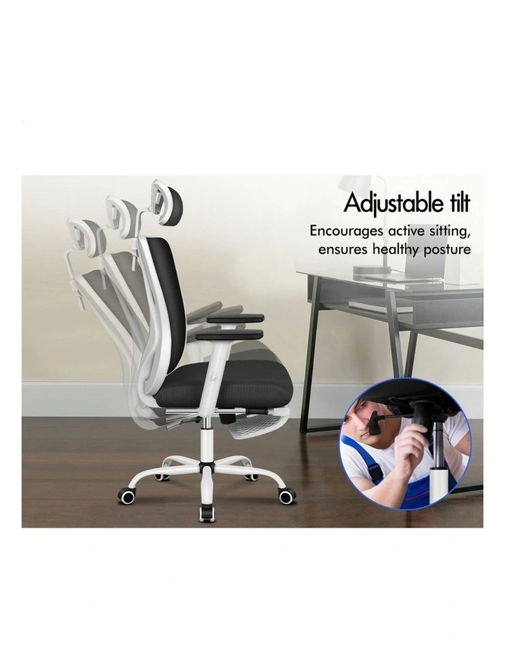 Ergonomic Executive Mesh Office Chair in Black White image 5