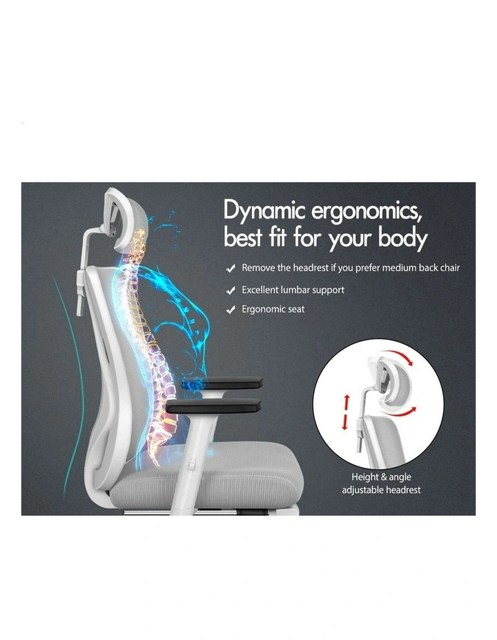 Ergonomic Executive Mesh Office Chair in Grey White image 2