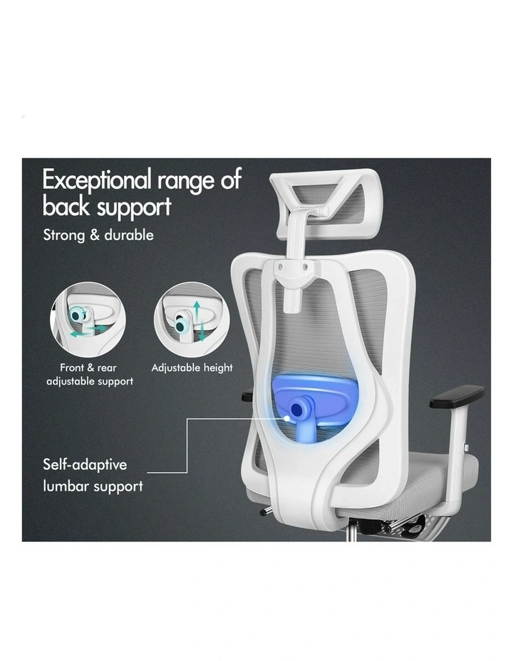 Ergonomic Executive Mesh Office Chair in Grey White image 3