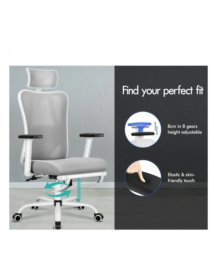 Ergonomic Executive Mesh Office Chair in Grey White image 4
