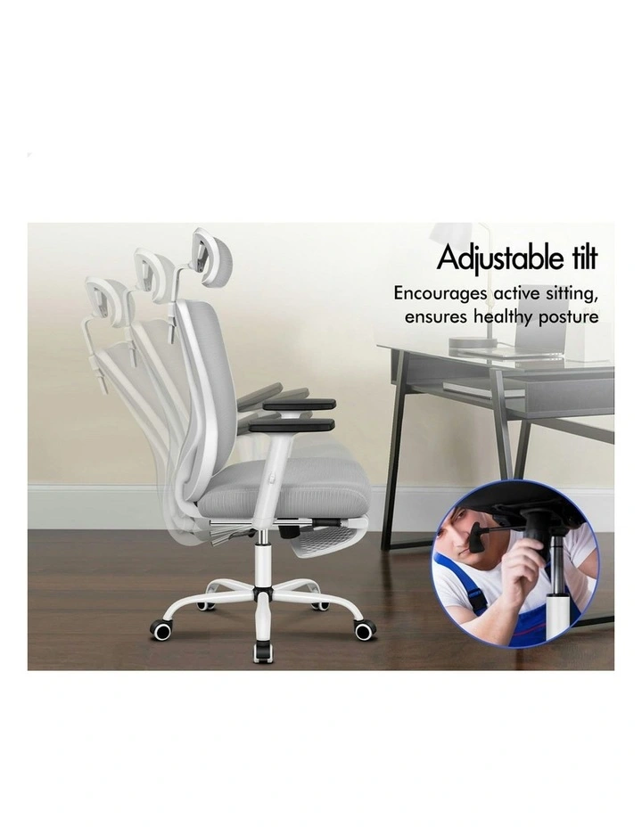 Ergonomic Executive Mesh Office Chair in Grey White image 5