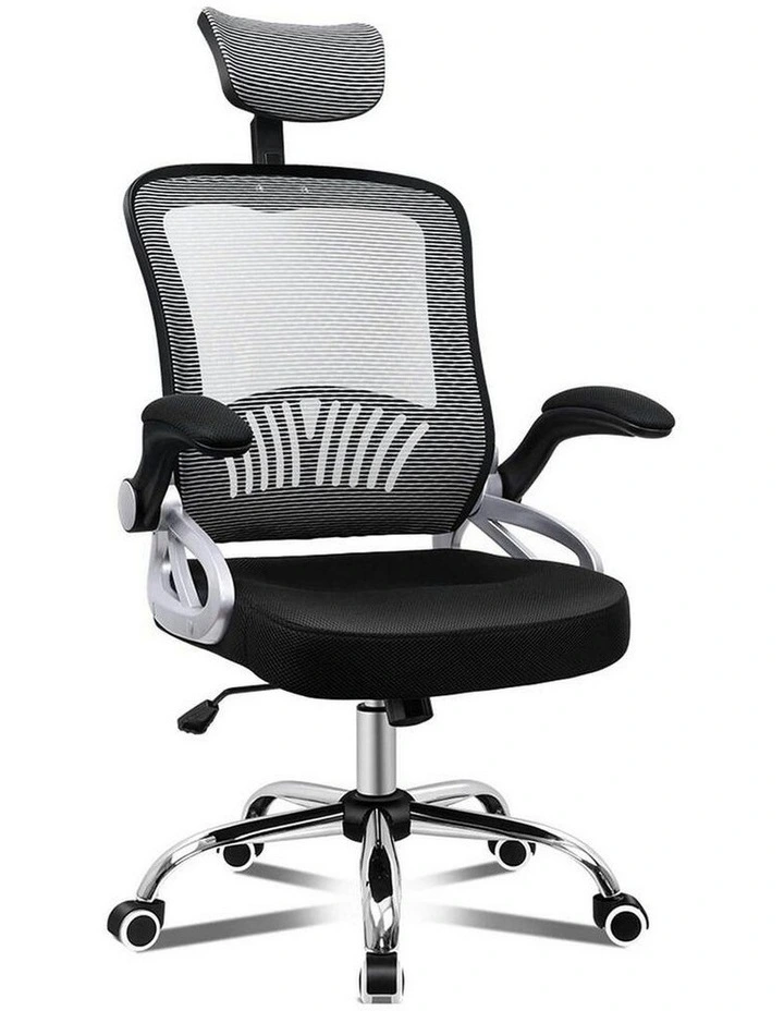 Ergonomic Executive Mesh Office Chair with Flip-up Arms in Black Grey image 1