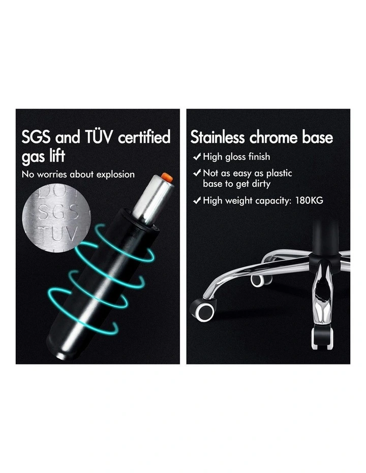 Lumbar Adjustable Recline Mesh Office Chair with Footrest in Black White image 7