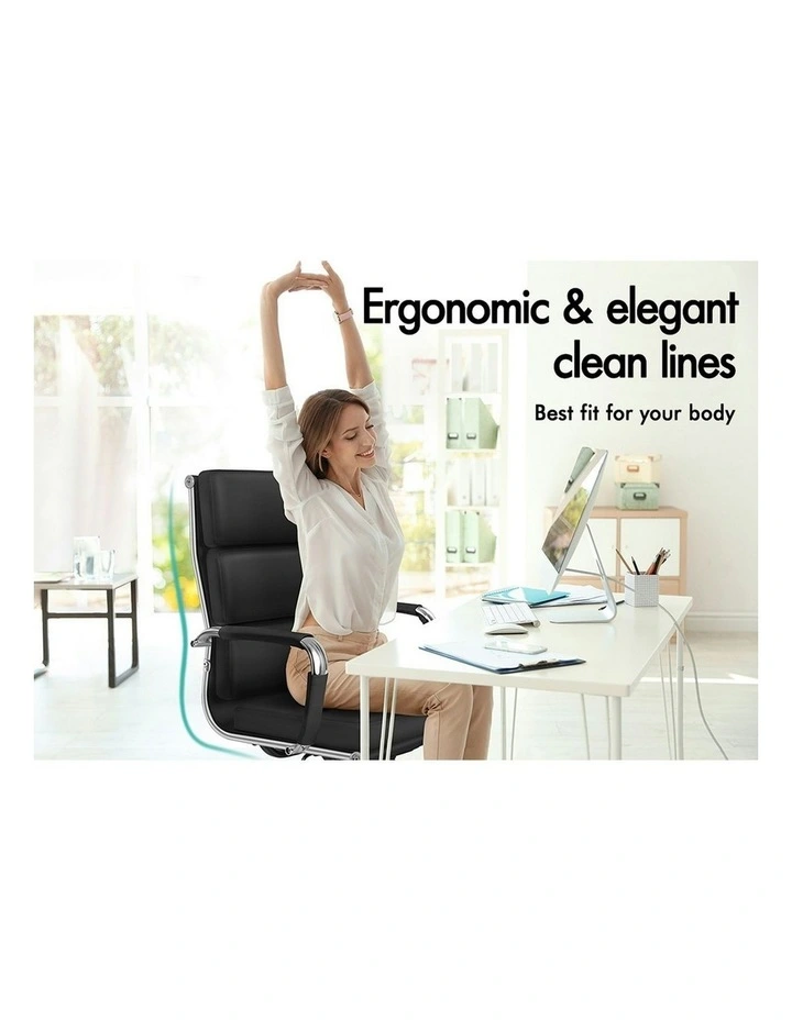 Ergonomic Padded High Back Executive Office Chair in Black image 2
