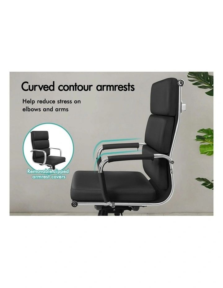 Ergonomic Padded High Back Executive Office Chair in Black image 6