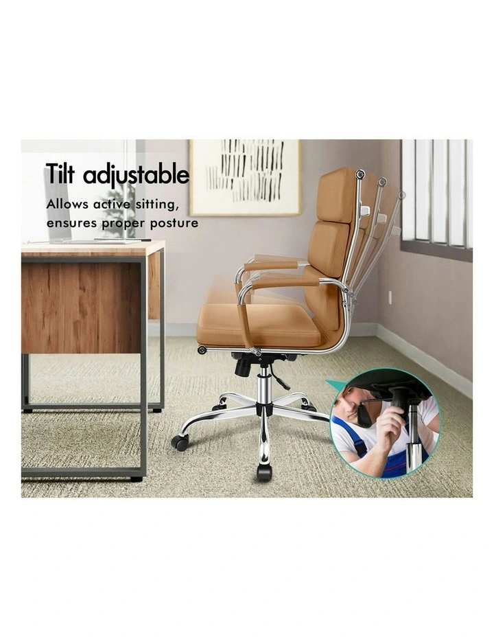 Ergonomic Padded High Back Executive Office Chair in Brown image 2