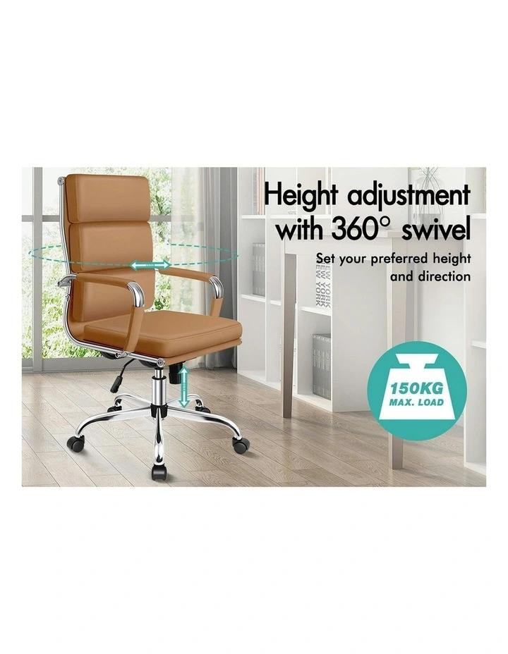 Ergonomic Padded High Back Executive Office Chair in Brown image 3