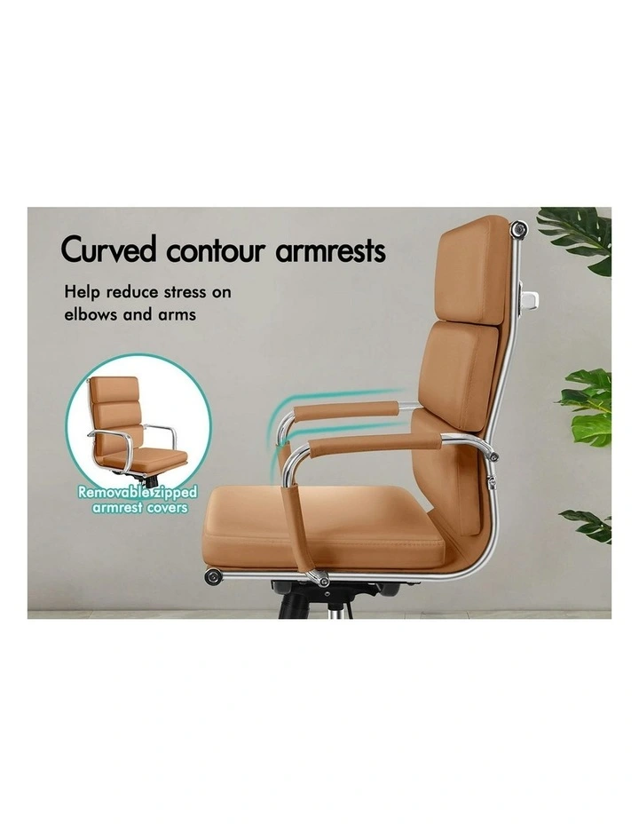 Ergonomic Padded High Back Executive Office Chair in Brown image 5
