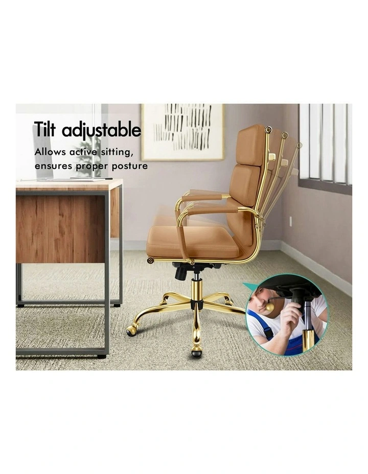 Ergonomic Padded High Back Executive Office Chair in Brown image 2