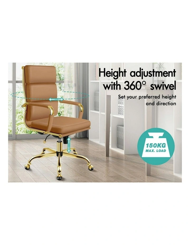 Ergonomic Padded High Back Executive Office Chair in Brown image 3