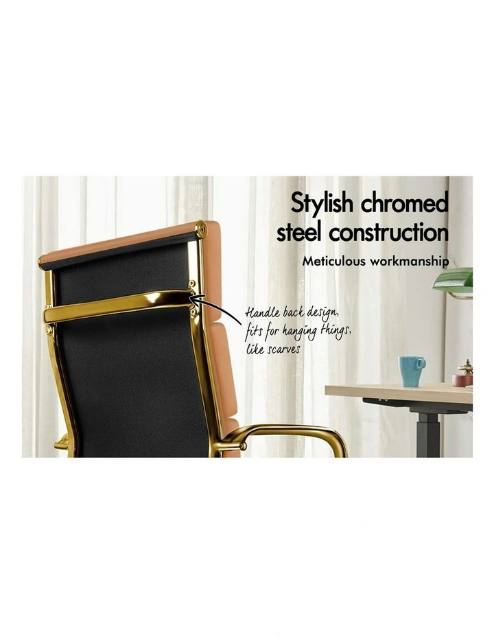 Ergonomic Padded High Back Executive Office Chair in Brown image 4