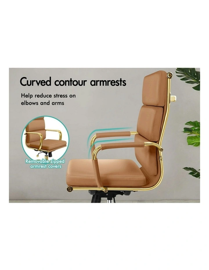 Ergonomic Padded High Back Executive Office Chair in Brown image 5