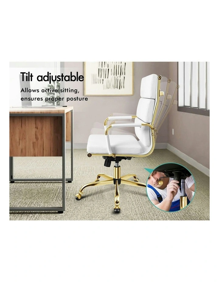 Ergonomic Padded High Back Executive Office Chair in White image 3
