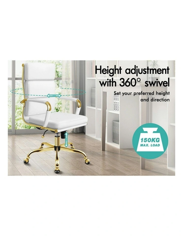 Ergonomic Padded High Back Executive Office Chair in White image 4