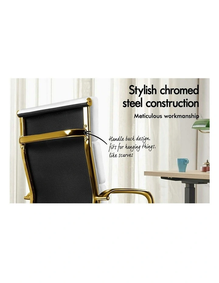 Ergonomic Padded High Back Executive Office Chair in White image 6