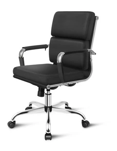 Ergonomic Padded Mid Back Executive Office Chair in Black