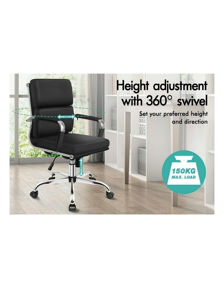 Ergonomic Padded Mid Back Executive Office Chair in Black image 4