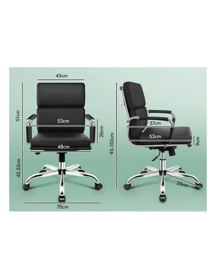 Ergonomic Padded Mid Back Executive Office Chair in Black image 5