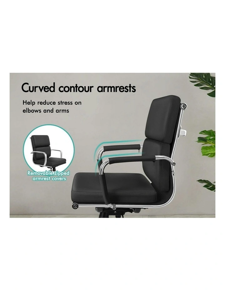 Ergonomic Padded Mid Back Executive Office Chair in Black image 6
