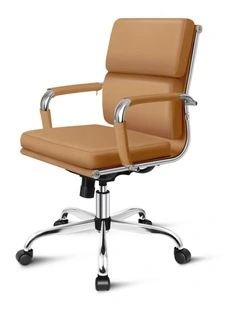 Ergonomic Padded Mid Back Executive Office Chair in Brown