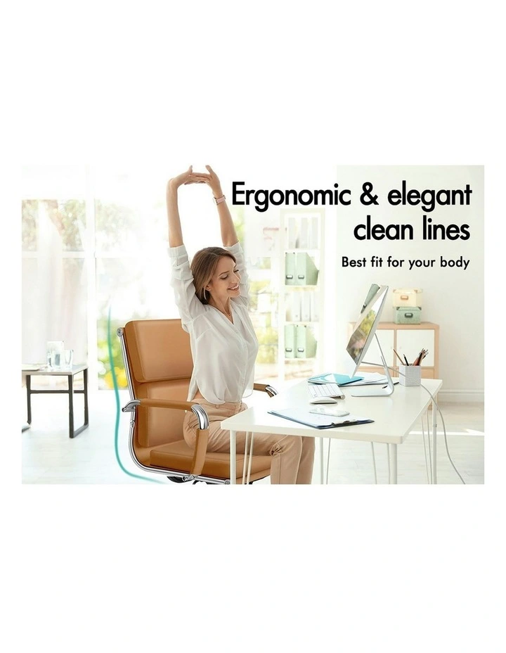 Ergonomic Padded Mid Back Executive Office Chair in Brown image 2