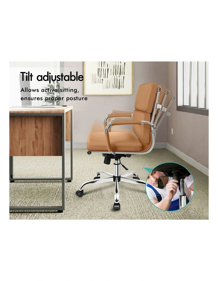 Ergonomic Padded Mid Back Executive Office Chair in Brown image 3