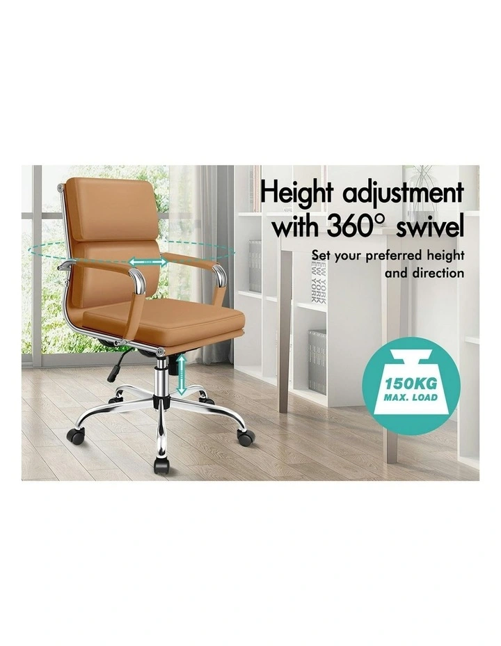 Ergonomic Padded Mid Back Executive Office Chair in Brown image 4