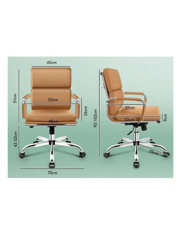 Ergonomic Padded Mid Back Executive Office Chair in Brown image 5