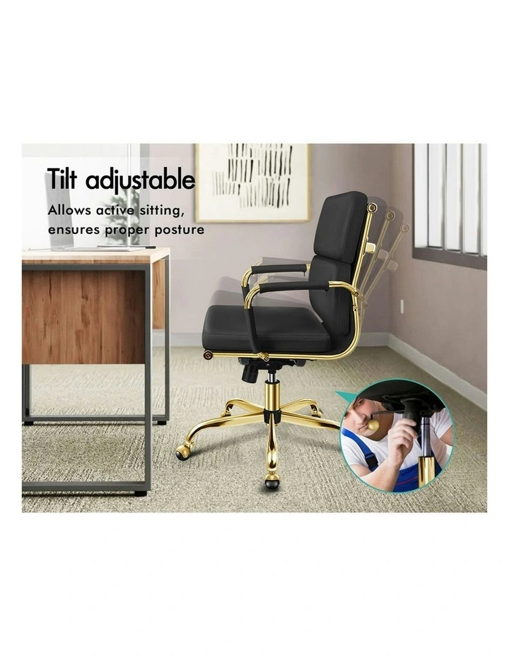 Ergonomic Padded Mid Back Executive Office Chair in Black image 2