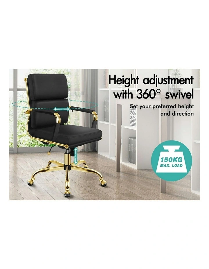 Ergonomic Padded Mid Back Executive Office Chair in Black image 3