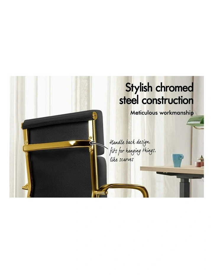 Ergonomic Padded Mid Back Executive Office Chair in Black image 4