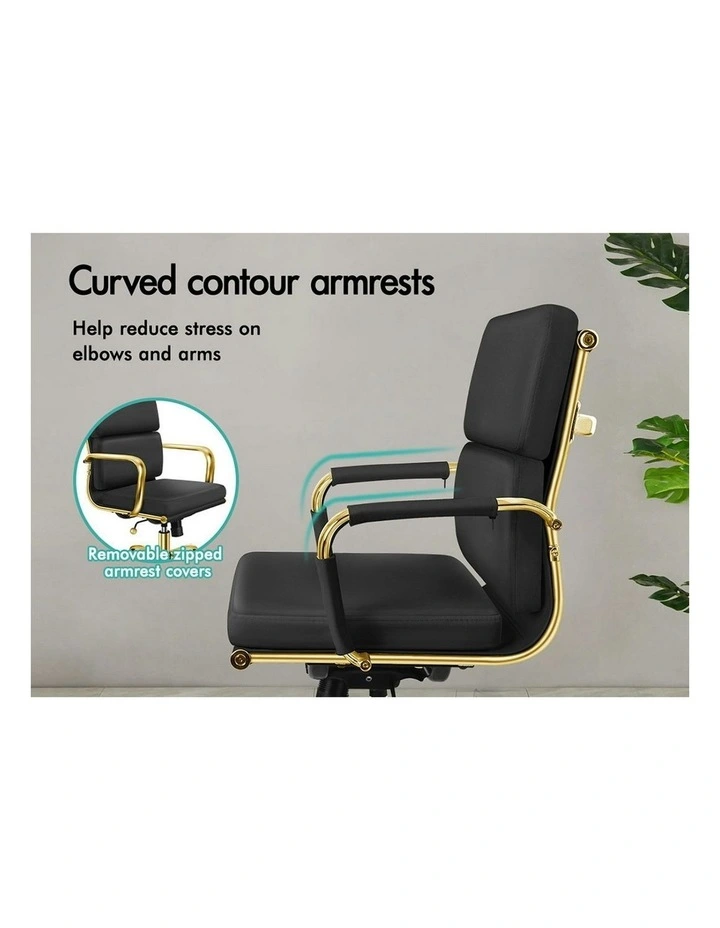 Ergonomic Padded Mid Back Executive Office Chair in Black image 5