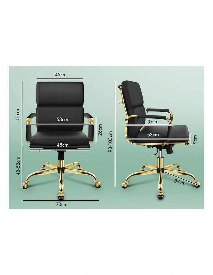 Ergonomic Padded Mid Back Executive Office Chair in Black image 6