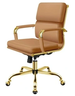 Ergonomic Padded Mid Back Executive Office Chair in Brown